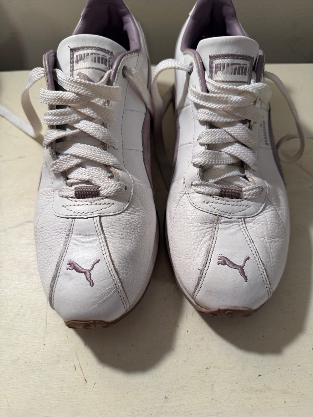 Puma Women's White Sneakers with Light Purple Accents